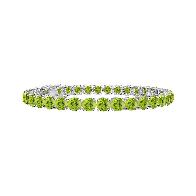 raw turquoise bracelet-13.20 CT Natural Peridot Sterling Silver Tennis Bracelet for Women