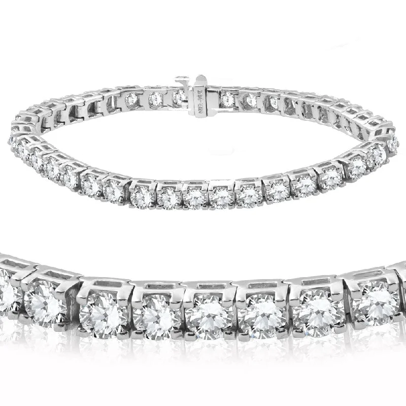 tech gold bracelet-14K White Gold 12 ct TDW Diamond Tennis Bracelet 7"