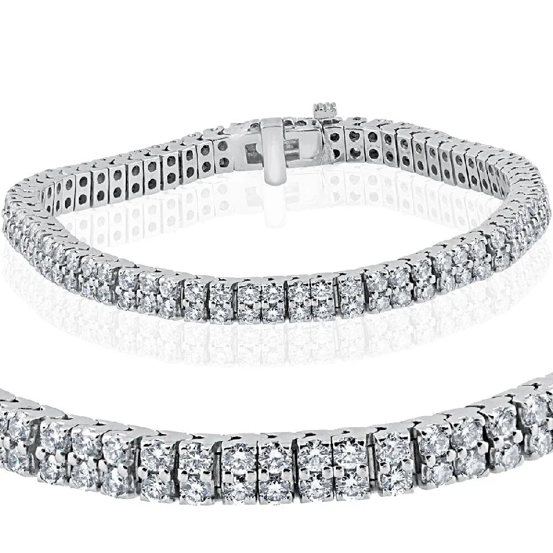 topaz link bracelet-14k White Gold 5 1/10 ct TDW Diamond Double Row Tennis Bracelet (F-G,SI1-SI2)