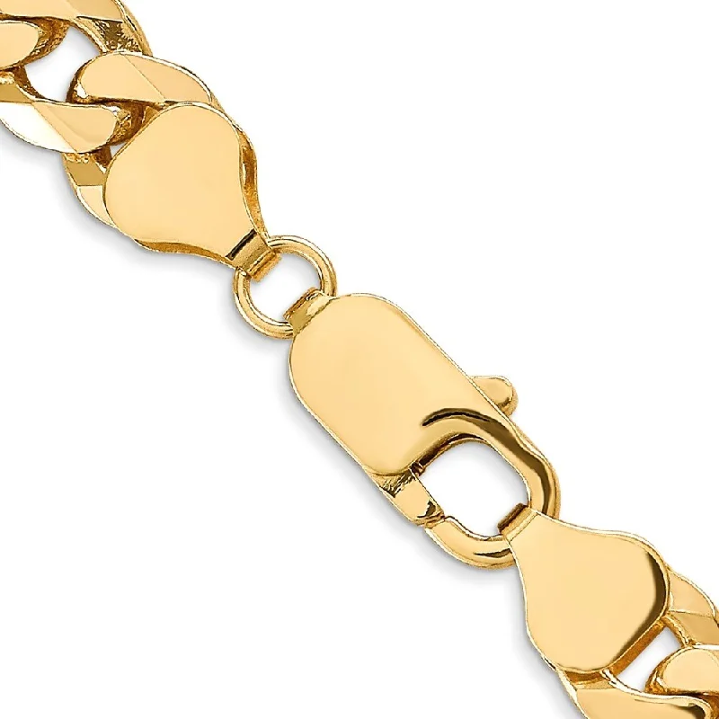 sprig chain bracelet-14k Yellow Gold 8mm Flat Beveled Curb Chain Bracelet, 8"