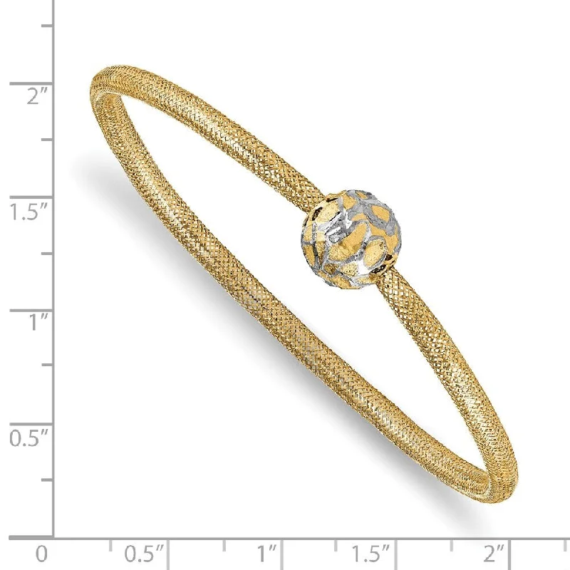 rose gold interlocked bracelet-14k Yellow Gold & White Rhodium 7mm Diamond-Cut Mesh Slip-on Bracelet