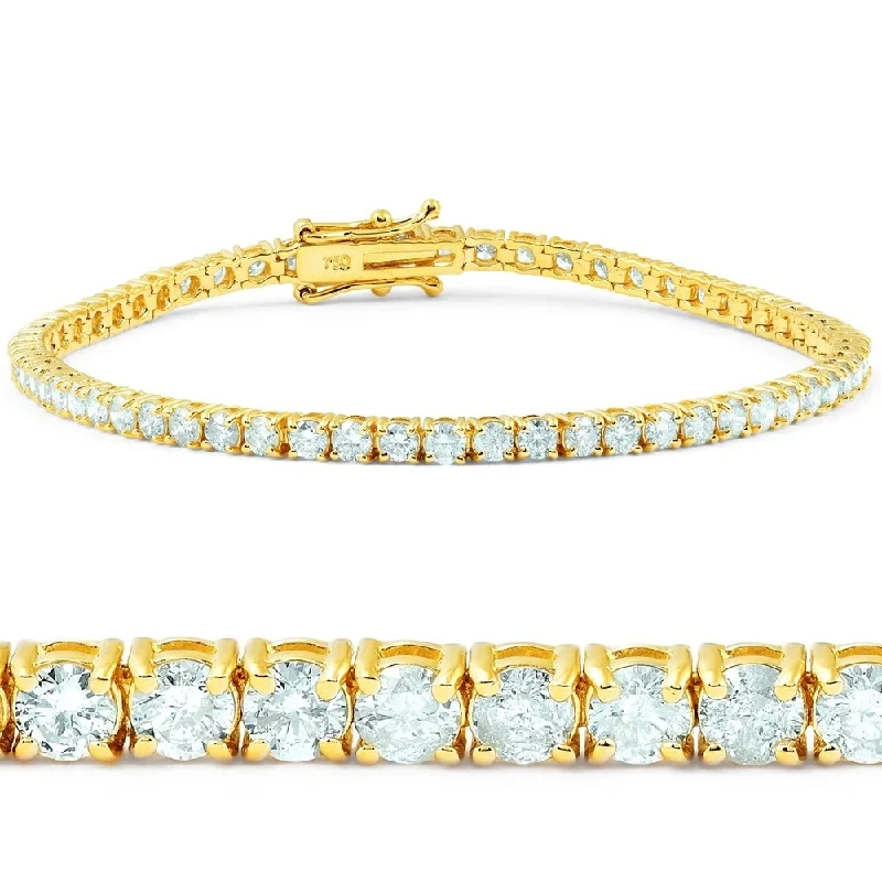 retro pearl charm bracelet-18k Yellow Gold 7.5ct Diamond 7-inch Tennis Bracelet