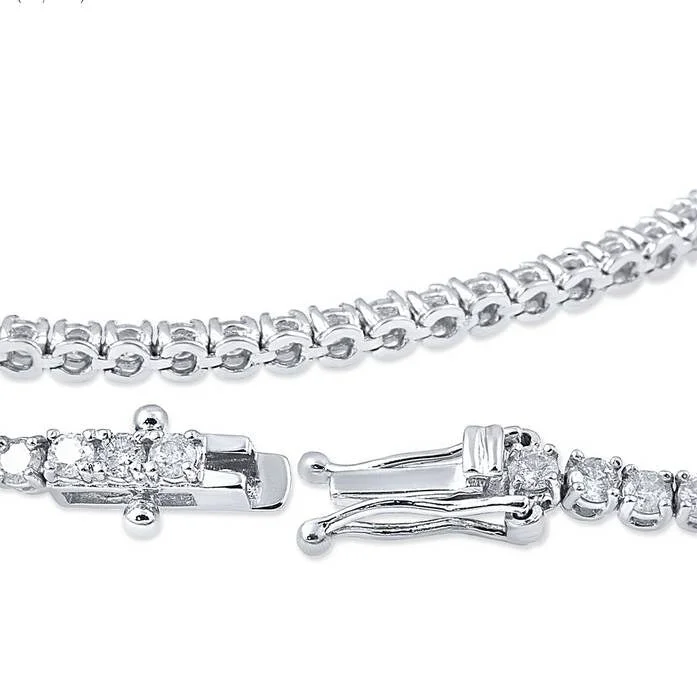 coiled charm bracelet-3ct. Diamond White Gold Round Cut Tennis Bracelet 7"