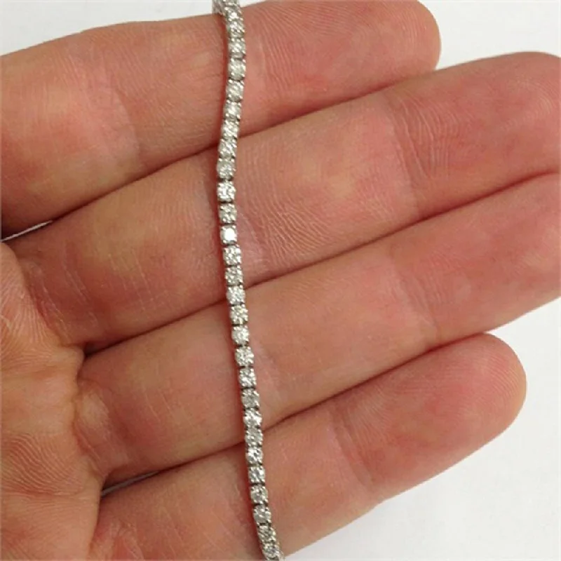 adaptable friendship bracelet-3ct Round Diamond Tennis Bracelet White Gold Women's 7"