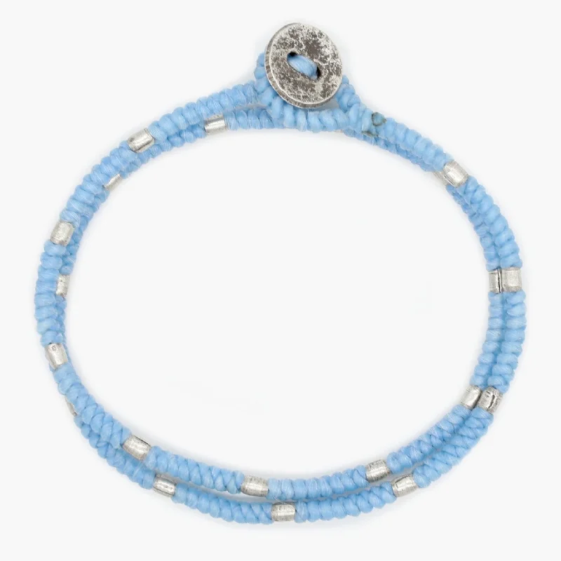 bronze chain bracelet-3mm "Jalisco" Braided Bracelet (Light Blue)