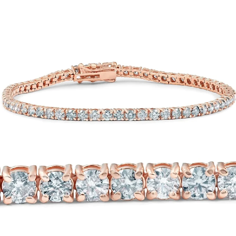 distressed gold bracelet-4.35 ct Diamond Tennis Bracelet Rose Gold 7"