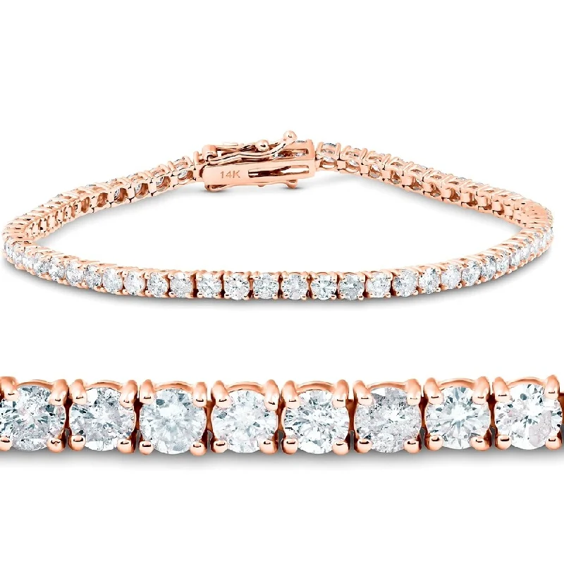 tech matte bracelet-4.49 Ct Diamond Tennis Bracelet 14K Rose Gold 7"