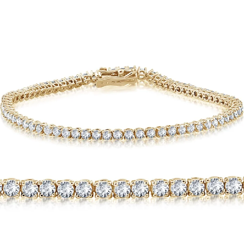 distressed silver bracelet-4 Ct 7-inch 14k Yellow Gold Round Cut Diamond Tennis Bracelet - White I-J