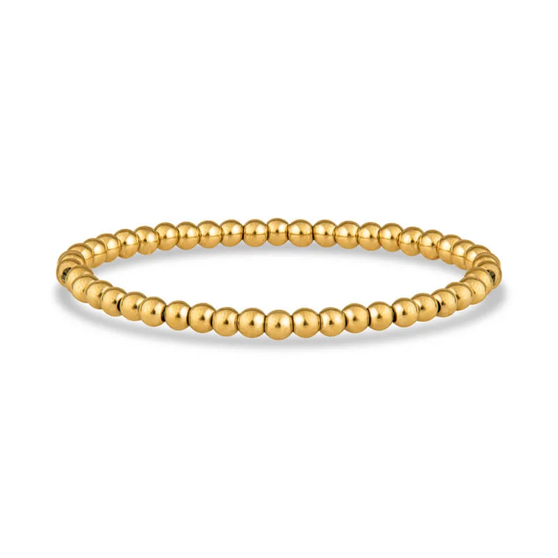 refined lattice bracelet-4mm Gold Beaded Bracelet