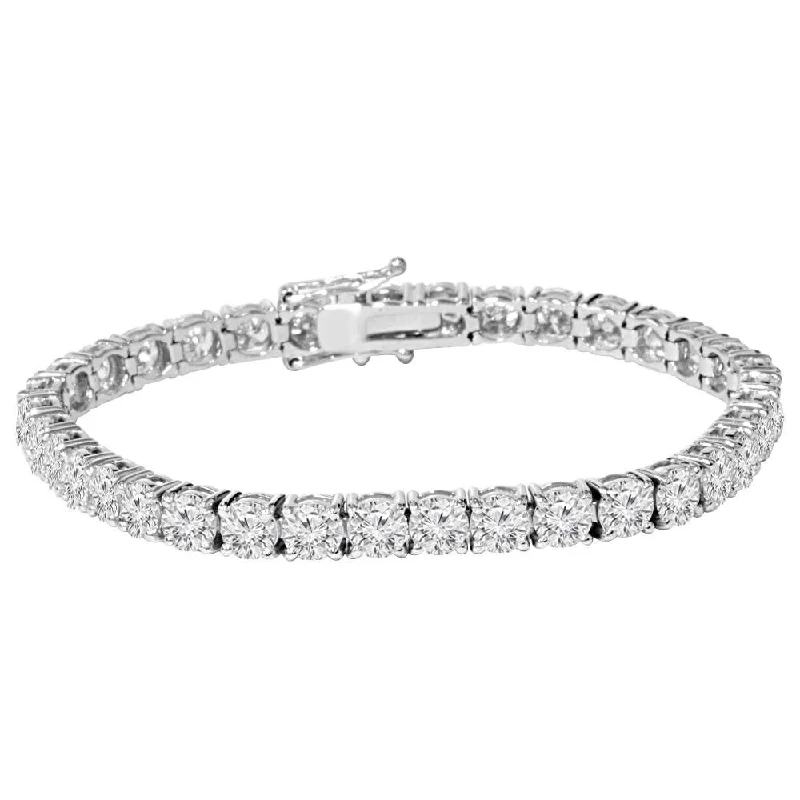 sprig gold bracelet-9 ct Round Lab-Created Diamond Tennis Bracelet White Gold 7"