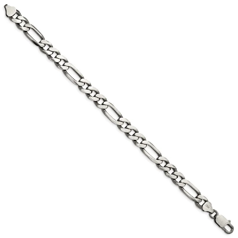 drifter moon bracelet-925 Sterling Silver Antiqued 7.75mm Figaro Chain Bracelet, 8"