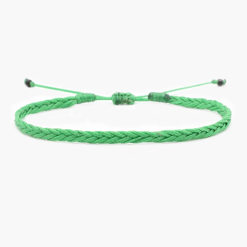 emerald stone bracelet-Adjustable Mini Braided Bracelet (Military Green)