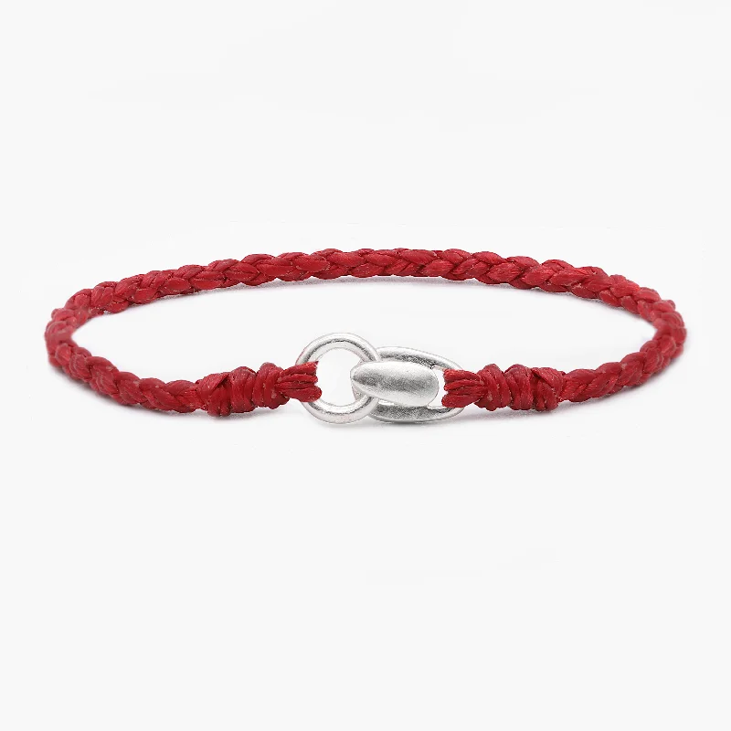 astral star bracelet-Braided "Antibes" Bracelets With Silver Clasp (Red)