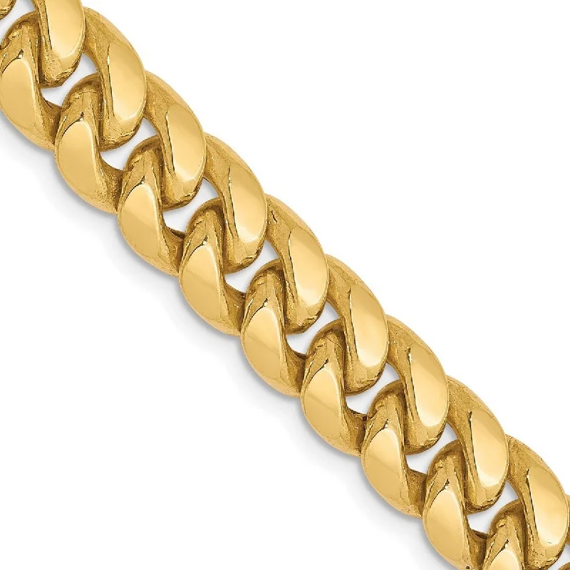 gold coil bracelet-Curata 10k Semi Solid Lobster Claw Closure Semi solid Miami Curb Chain Bracelet