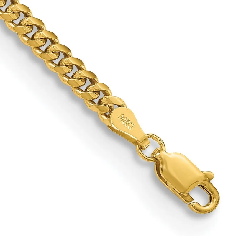 ripple charm bracelet-Curata 14k 3.5mm Solid Miami Curb Chain Bracelet - 7 Inch