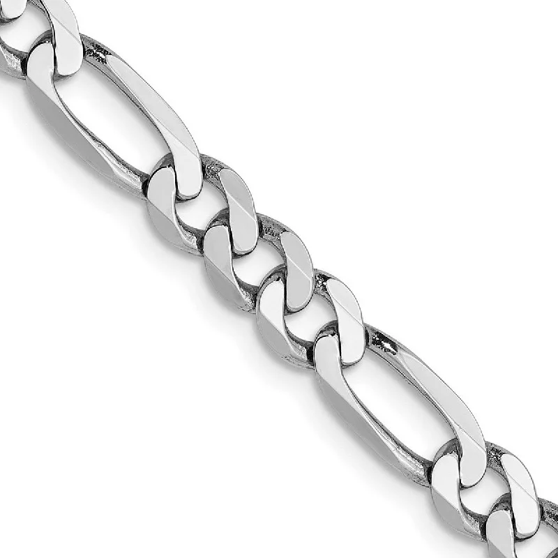 pearl interlocked bracelet-Curata 14k White Gold 5.0mm Flat Figaro Chain Bracelet