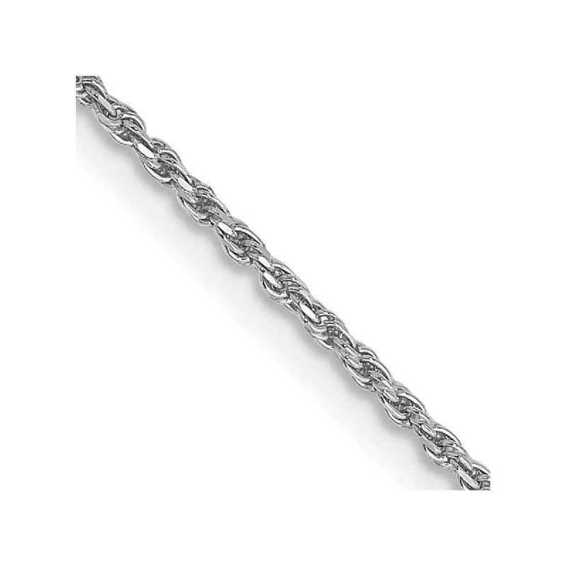 topaz link bracelet-Curata 14k White Gold Solid 1mm Rope Chain Bracelet Lobster Claw