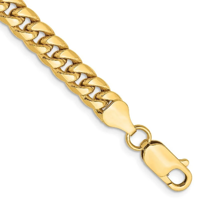 sprig chain bracelet-Curata 14k Yellow Gold Polished Lobster Claw Closure Hollow Miami Curb Chain Bracelet