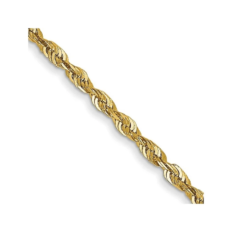 night diamond bracelet-Curata 14k Yellow Gold Solid Lightweight Lobster Claw Closure 1.5mm Sparkle Cut Extra Lite Rope Chain Bracelet