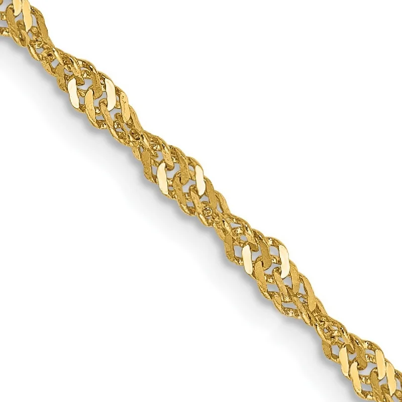 chiseled beaded bracelet-Curata 14k Yellow Gold Solid Polished Lobster Claw Closure 2mm Singapore Chain Bracelet