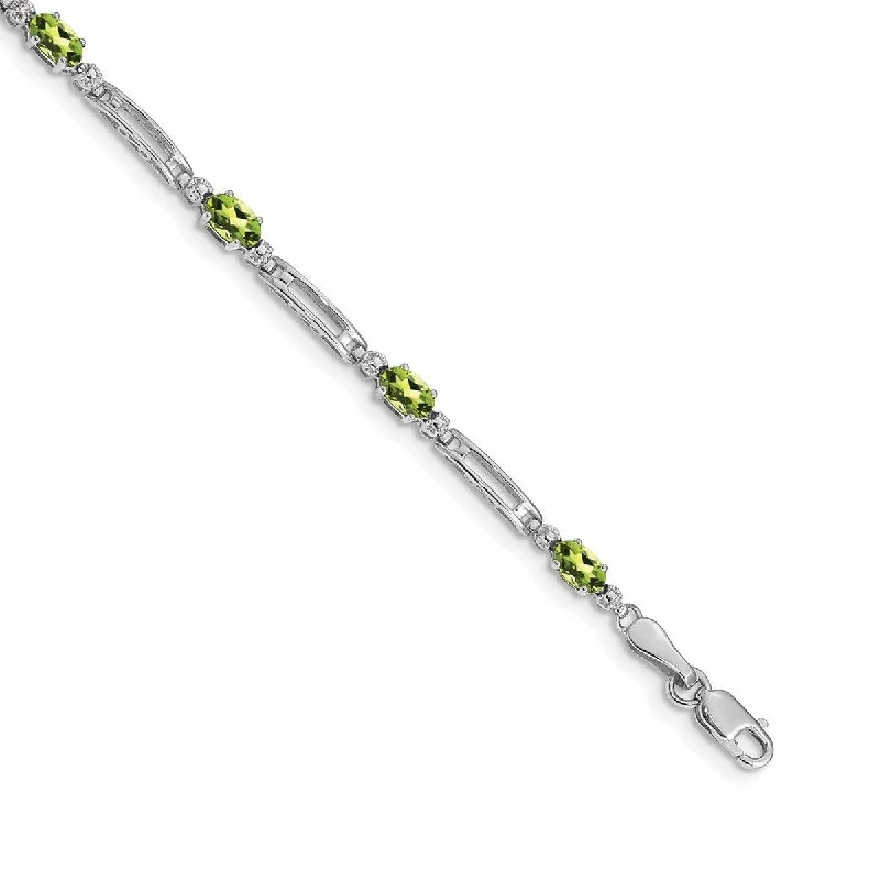 slender gold bracelet-Curata 3.5mm 14k White Gold Diamond Peridot Bracelet