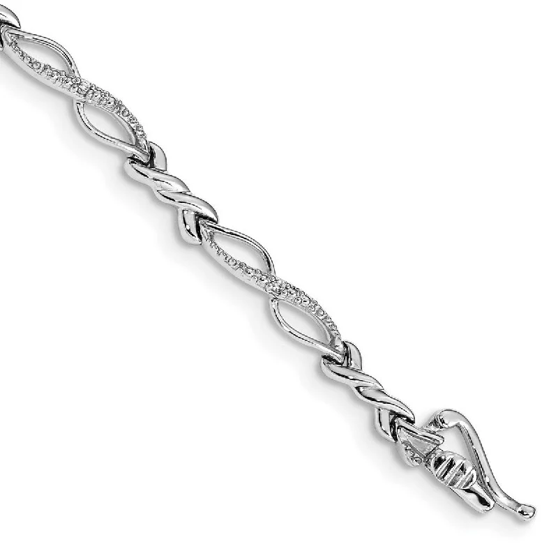 chiseled letter bracelet-Curata 3mm 14k White Gold Diamond Bracelet