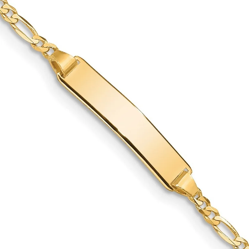 rose gold seven-link bracelet-Curata 4.43mm 10k Yellow Gold Engravable Figaro Link ID Bracelet