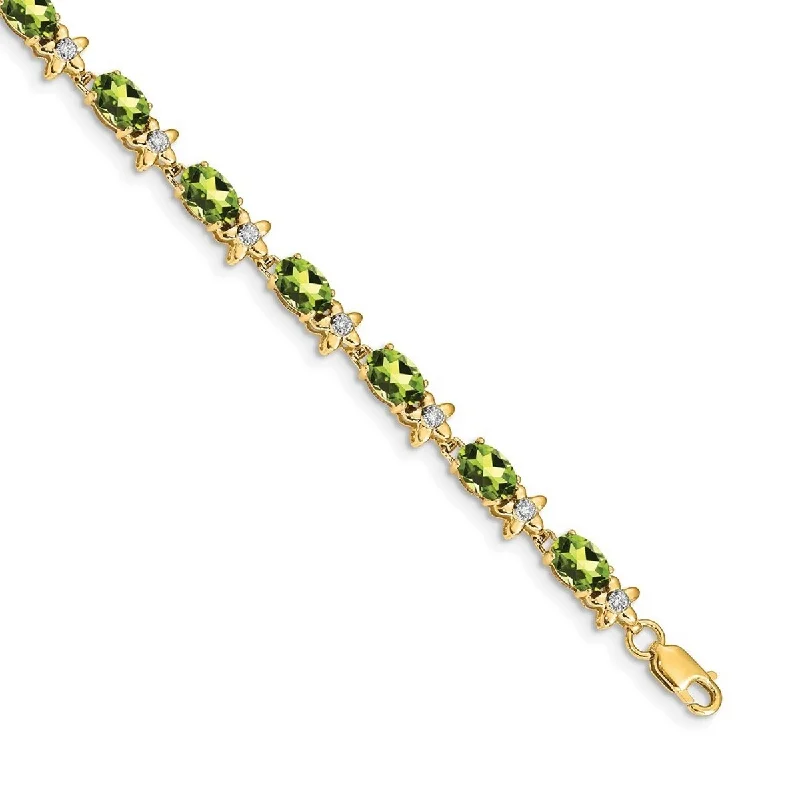 pearl coiled bracelet-Curata 4.5mm 14k Floral Diamond Peridot Bracelet