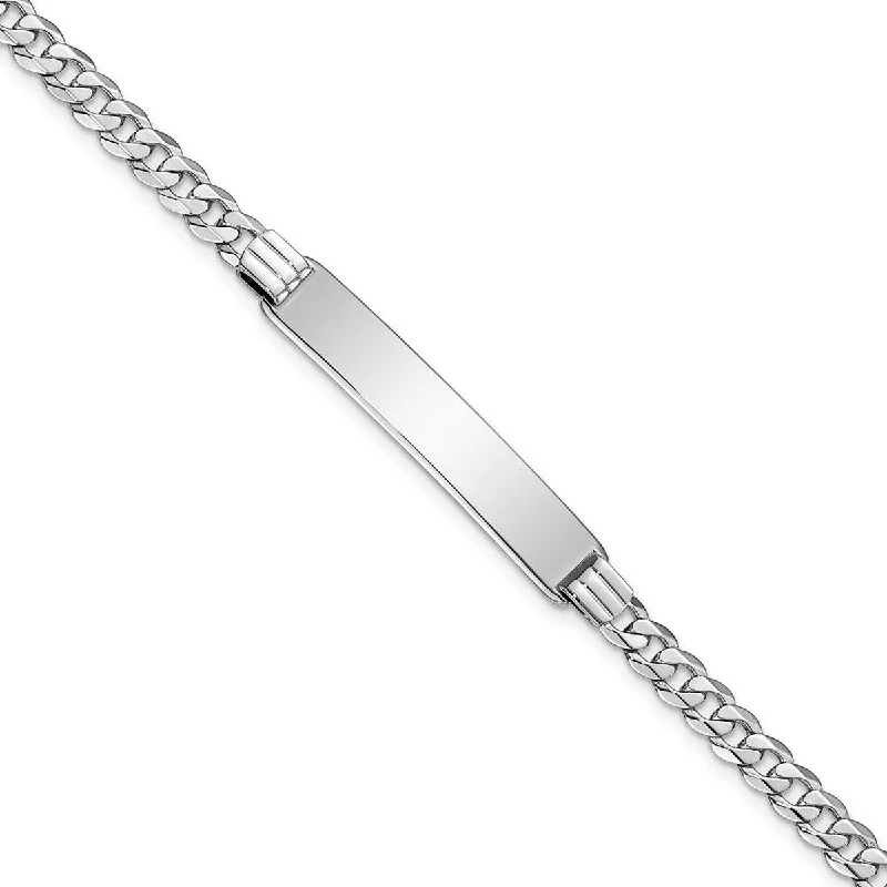 adaptable charm bracelet-Curata 6.8mm 14k White Gold Engravable Flat Curb Link ID Bracelet