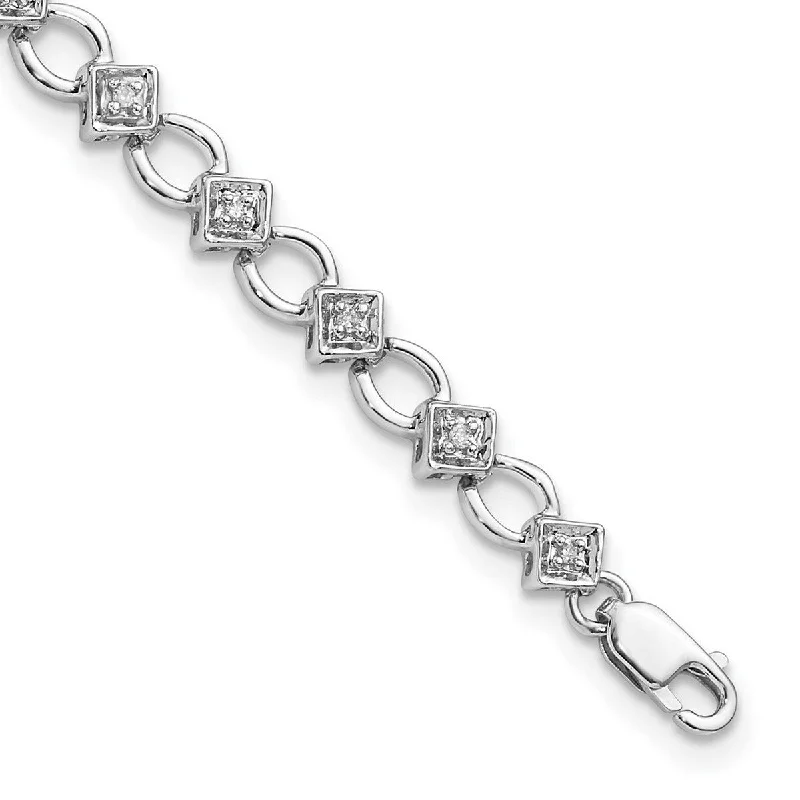 chiseled silver bracelet-Curata 925 Sterling Silver Polished Lobster Claw Closure Diamond Bracelet