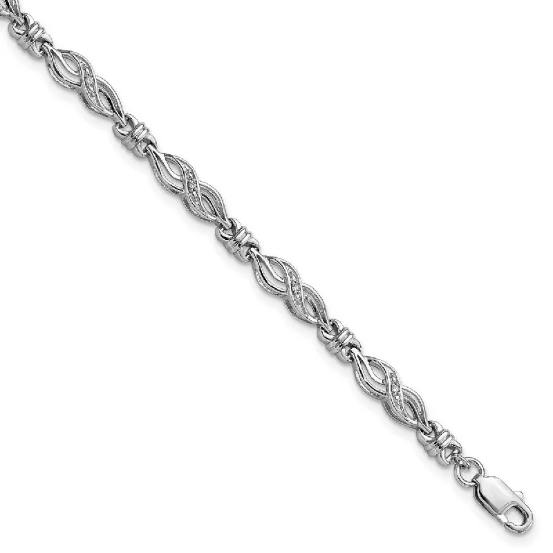 gleaming link bracelet-Curata 925 Sterling Silver Polished Lobster Claw Closure Diamond Bracelet