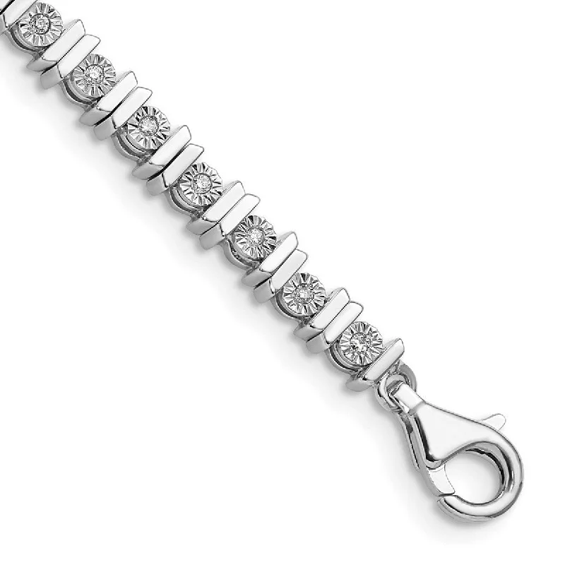 extravagant statement bracelet-Curata 925 Sterling Silver Polished Lobster Claw Closure Diamond Tennis Bracelet