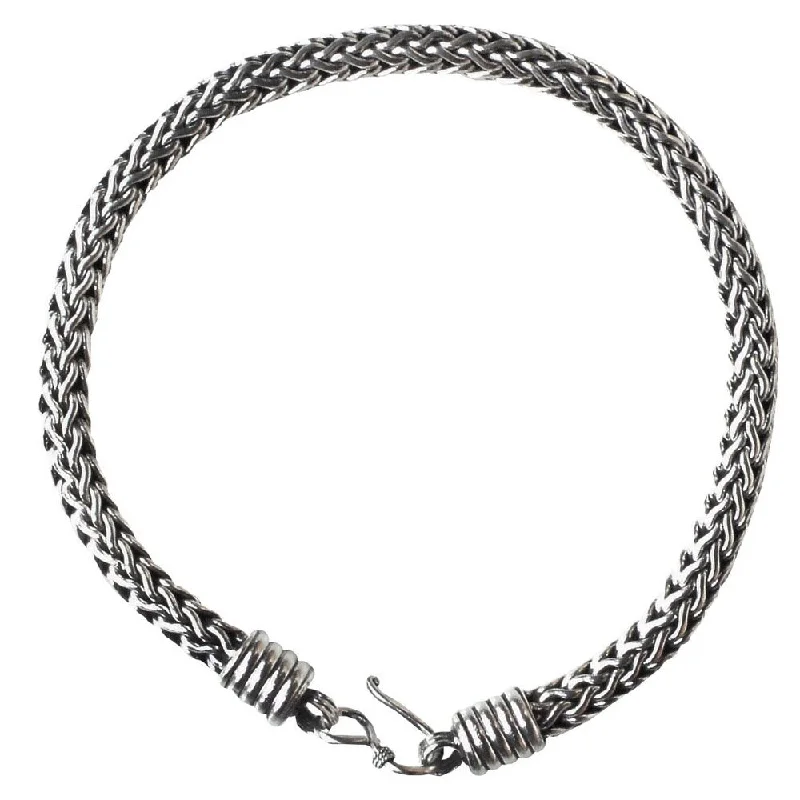 sprig link bracelet-Fire Dance Everyday or Dressy Fluid Flexible Naga Snake Chain 925 Sterling Silver Contemporary Mens Bracelet