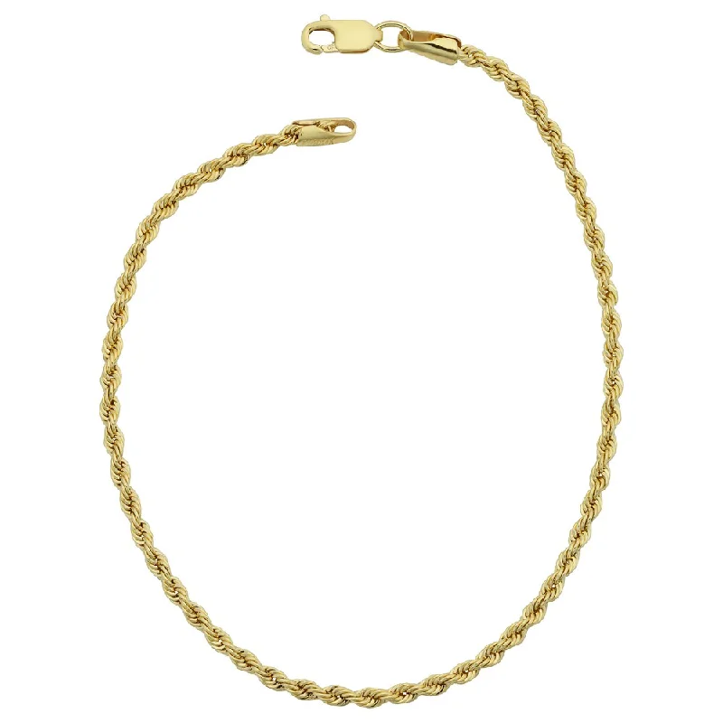 seven-gem link bracelet-Fremada 14k Yellow Gold Filled Unisex 2.10-mm Rope Chain Bracelet (7.5 or 8.5 inches)