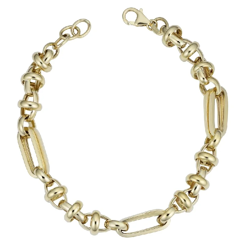 seven-stone bracelet-Fremada Men's 14k Yellow Gold Semi Solid Link Bracelet (8 millimeters, 8.5 inches)