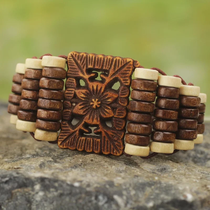 interlocked gold bracelet-Handcrafted Recycled Plastic Sese Wood 'Kumasi Blossom' Bracelet (Ghana)