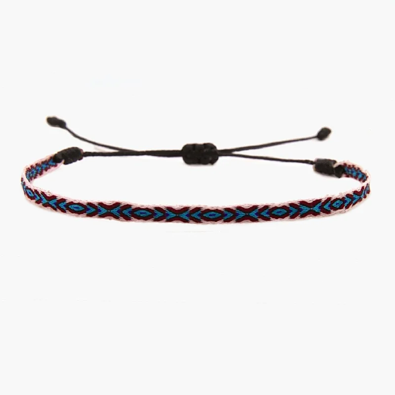 retro garnet bracelet-Handmade Purnama Bracelet 71 (Blue/Burgundy/Pink)