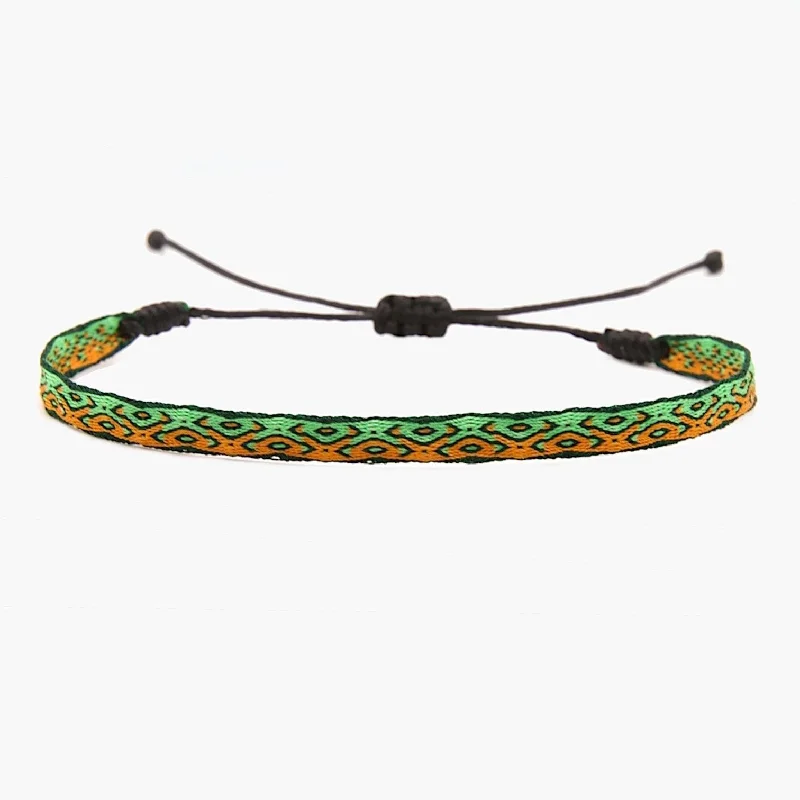 sprig engraved bracelet-Handmade Purnama Bracelet 80 (Green/Orange)