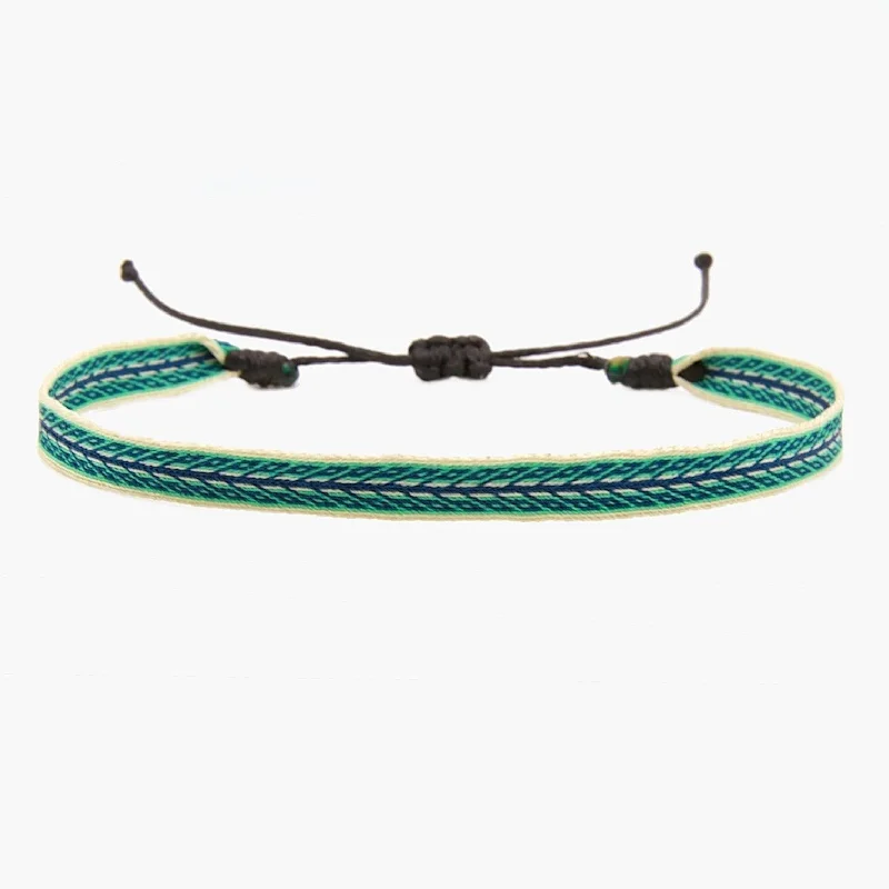 adaptable friendship bracelet-Handmade Purnama Bracelet 91 (Emerald Green/Blue)