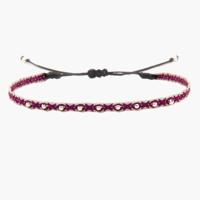 sculpted diamond bracelet-Handmade Silver Purnama Bracelet 29 (Pink)