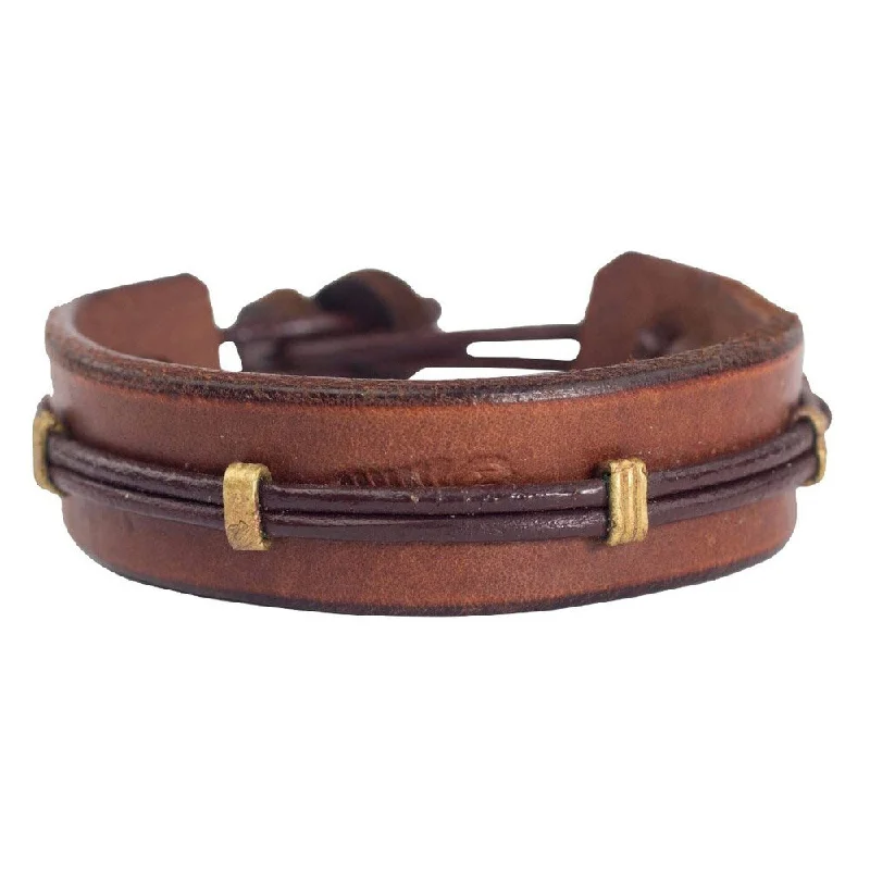 tech matte bracelet-Handmade Stand Alone Brown Leather Bracelet (Ghana)