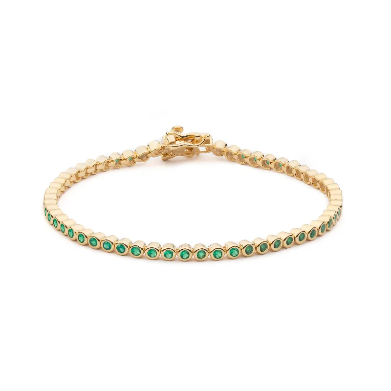 interlocked gold bracelet-Match Point | Green Tennis Bracelet