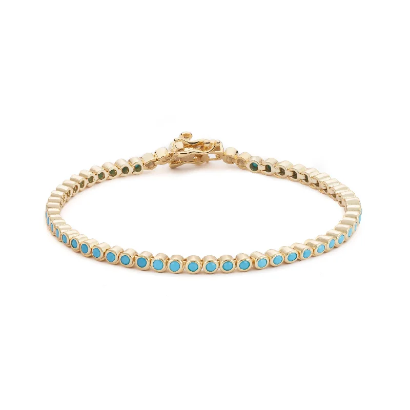 ripple-shaped chain bracelet-Match Point | Turquoise Tennis Bracelet