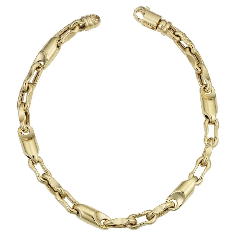 sculpted silver chain bracelet-Men's 14k Yellow Gold 6 millimeters Bullet Link Bracelet (8.75 inches)