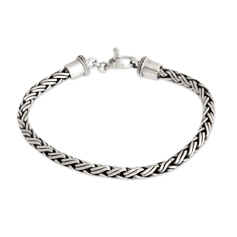 rose gold interlocked bracelet-Men's Sterling Silver Bracelet Balinese Python (Indonesia)