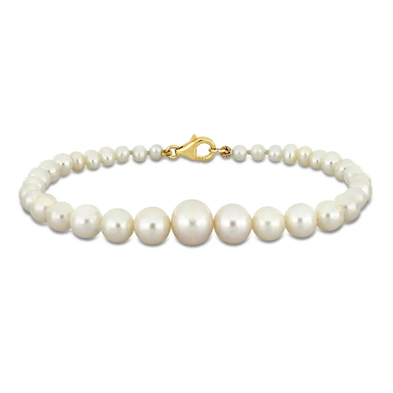 drifter chic bracelet-Miadora 3.5-8.5mm Cultured Freshwater Graduated Pearl Bracelet with in 10k Yellow Gold Clasp-7.25 in