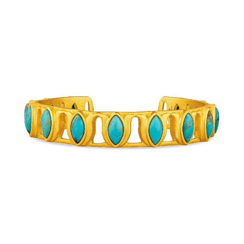 drifter beaded bracelet-Petals Cuff - Turquoise