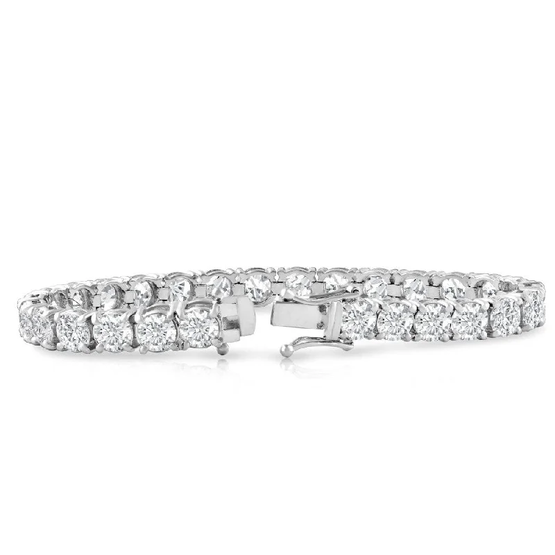 slender birthstone bracelet-Platinum 12.58Ct Certified F/VS Diamond Tennis Bracelet 7" Double Lock Clasp