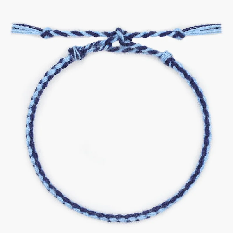 rose gold coiled bracelet-Pranayama Cotton Bracelet (Blue/Light Blue)