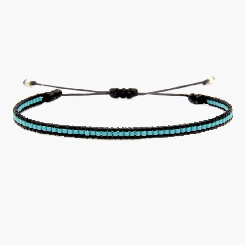 custom orbit bracelet-Purnama Miyuki Bracelet (Black/Turquoise)